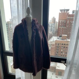 Wine Red Faux Fur Coat